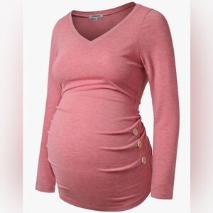 Pink Long Sleeve Top with Button Detail Maternity